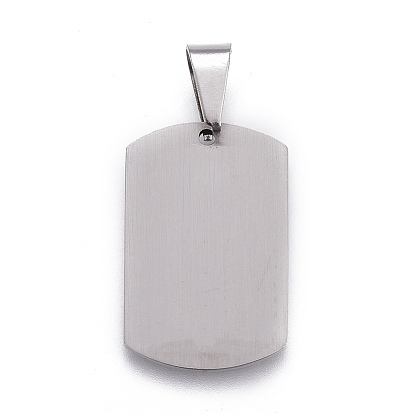 201 Stainless Steel Stamping Blank Tag Pendants, Rectangle