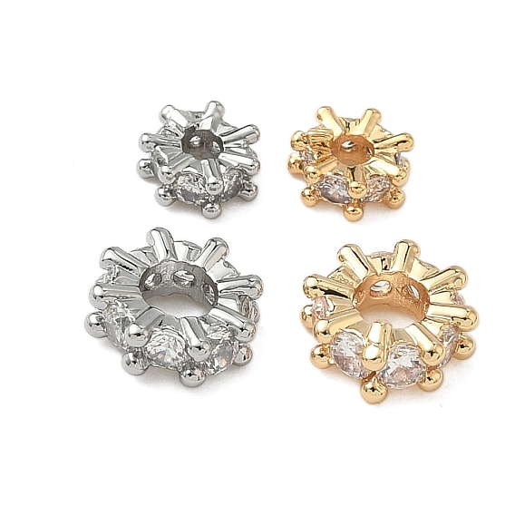 Латунные микро проложить кубического циркония бусы, круглые