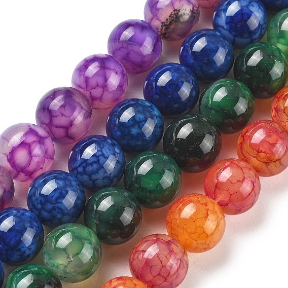 Природных вены драконов агат бисер нитей, окрашенная и подогревом, круглые