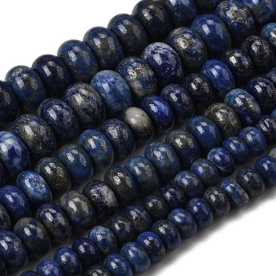 Нитки бусины из натурального ляписа-лазури, рондель