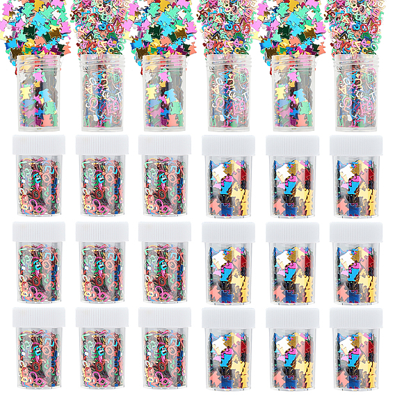 Pvc глянцевый блеск блестки, diy sparkly paillette советы ногтей, ногтей декоративные аксессуары, смешанный алфавит, числа и медведь