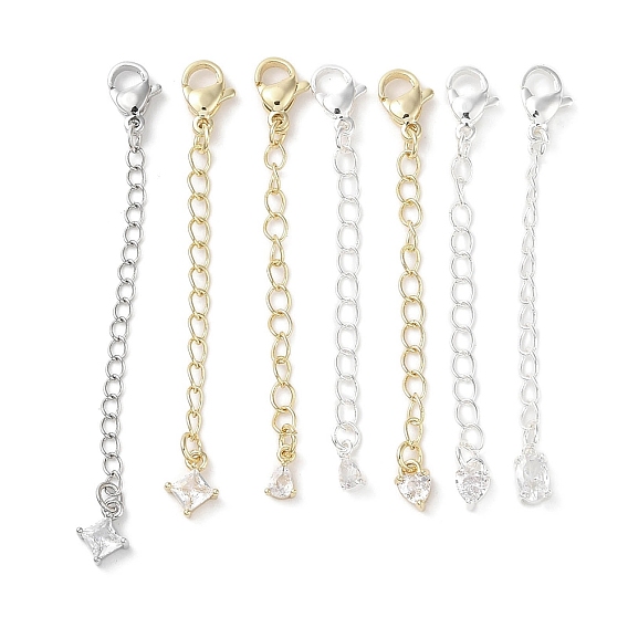 Удлинитель цепи из прозрачного кубического циркония из латуни с микропаве