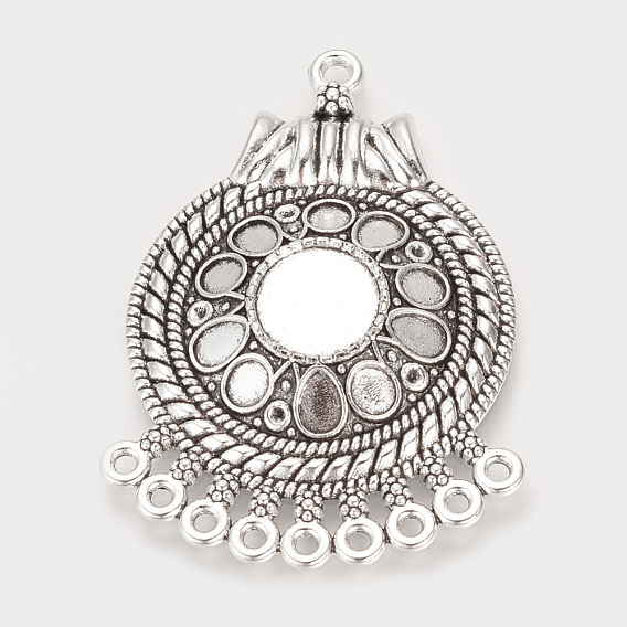 Tibetan Style Alloy Cabochon & Rhinestone Connector Settings, Chandelier Components Links, Cadmium Free & Lead Free