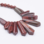 Natural Red Rainbow Jasper Bib Statement Necklaces, with Brass Findings