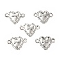 Rack Plating Alloy Connector Charms, Heart Links with Word Love, Cadmium Free & Lead Free