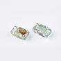 2-Hole Transparent Glass Seed Beads, Antique Style, Rectangle