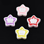 Opaque Resin Cabochons, with Enamel, Star with Crown