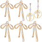 6 пары латунных подвесок с микропаве из прозрачного кубического циркония, с открытыми кольцами прыжковых, без никеля , бантом