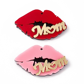 Mother's Day Acrylic Pendants, Lip with Word Mom Charms