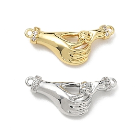 Латунные микропаве прозрачные подвески с фианитом, талисманы «рука в руке», стойки покрытие, долговечный, без кадмия и без свинца