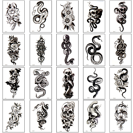 20 шт. 20 стили съемные временные водонепроницаемые татуировки бумажные наклейки, узор змея и цветок