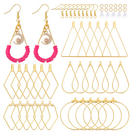 Наборы для изготовления сережек diy, включая латунные подвески, Железные крючки для сережек, ромб, капля и кольцо