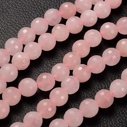 Brins de pierres fines, jour de la mère des perles de cadeau , facettes (128 facettes) rondes, quartz rose, 10mm, Trou: 1mm, 14 pouce, 37 pcs / chapelet