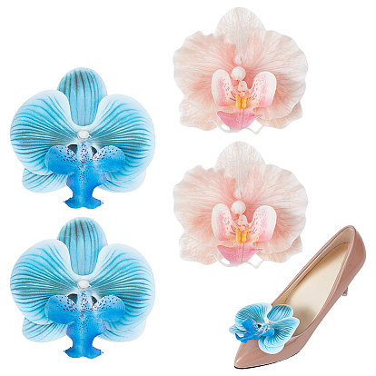 2 пар 2 стилей, пряжки для обуви из искусственной кожи с цветочным рисунком, украшение обуви