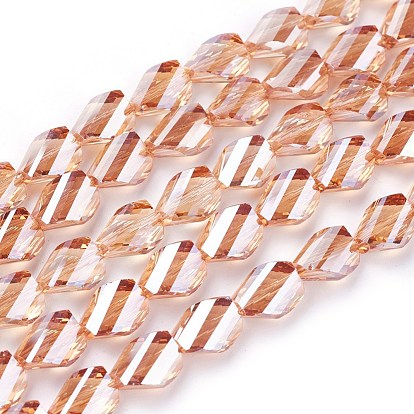Electroplate Glass Beads Strands, Twist