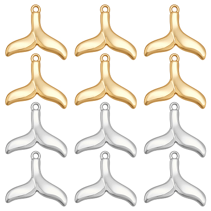 12 шт. 2 цвета латуни подвески в форме рыбьего хвоста