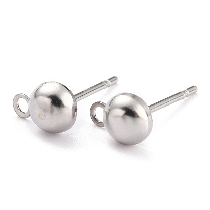 304 Stainless Steel Stud Earring Settings, Flat Round