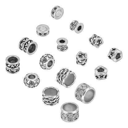 8Pcs 8 Style 304 Stainless Steel Beads, with Rhinestone, Column & Flat Round