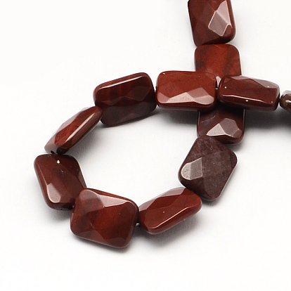 Rectangle facetté perles de jaspe rouge, 16x12~13x5~6mm, Trou: 1mm, Environ 13 pcs/chapelet, 8.26 pouce