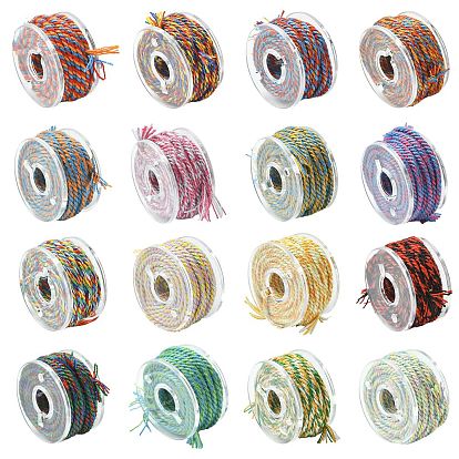 16 рулоны 16 цвета наборы хлопчатобумажных ниток, натертых вручную, витой шнур