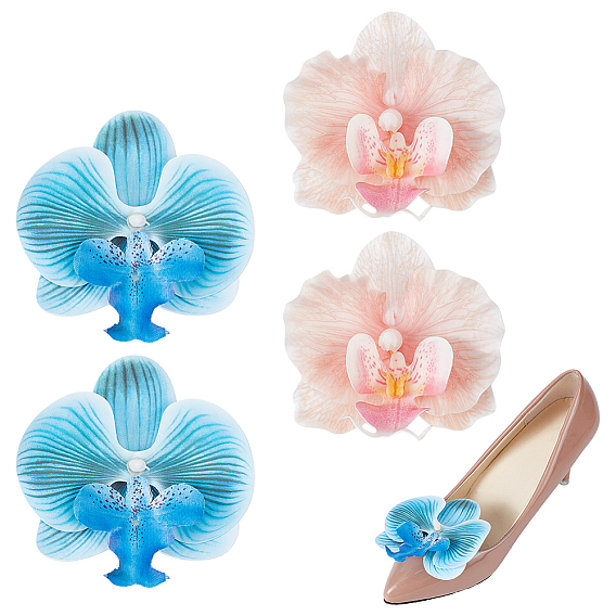 2 пар 2 стилей, пряжки для обуви из искусственной кожи с цветочным рисунком, украшение обуви