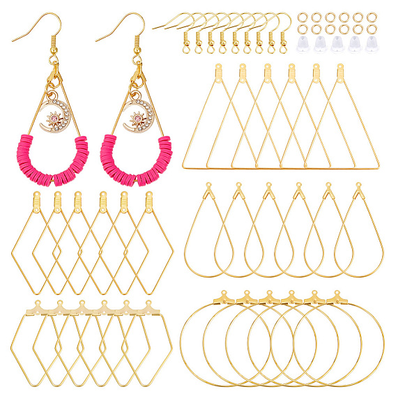 Наборы для изготовления сережек diy, включая латунные подвески, Железные крючки для сережек, ромб, капля и кольцо
