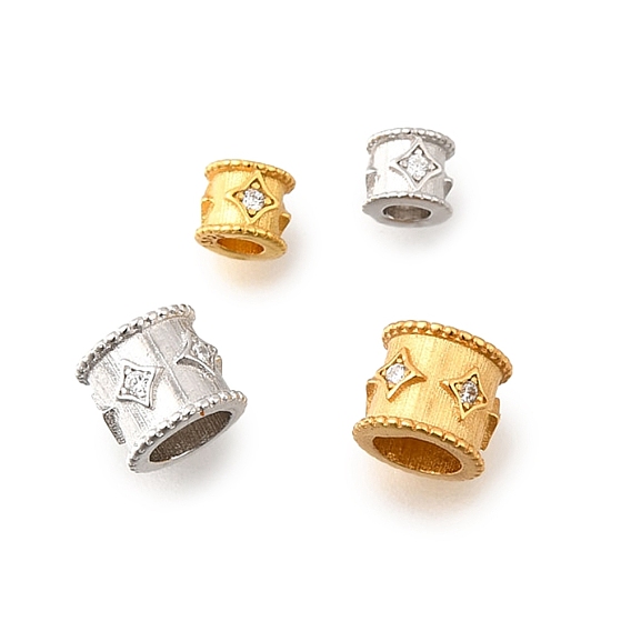 925 бусины из стерлингового серебра с микропаве, прозрачные бусины из кубического циркония, колонка со звездой