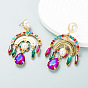 Bohemian Style Colorful Pearl Earrings with Glass Diamonds for Women