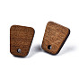 Walnut Wood Stud Earring Findings, with Hole and 304 Stainless Steel Pin, Trapezoid