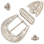 Belt Zinc Alloy Buckle Sets, include Roller Buckle, Rectangle Slider Charm, Zipper Stopper with Screw