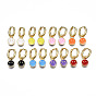Brass Enamel Huggie Hoop Earrings, Nickel Free, Real 16K Gold Plated, Smiling Face