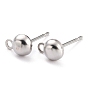 304 Stainless Steel Stud Earring Settings, Flat Round