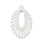 201 Stainless Steel Pendants, Oval with Fan Pattern Charms, Etched Metal Embellishments