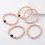 Wood Stretch Bracelets, with Faceted Gemstone Beads, 55mm