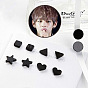 Magnetic Black Earrings for Men and Women, Non-Pierced Clip-on Ear Studs with Magnet Stone