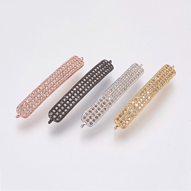 Brass Micro Pave Cubic Zirconia Links, Lead Free & Cadmium Free, Rectangle
