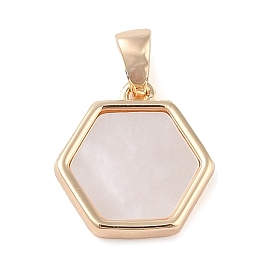 Brass Pave Shell Hexagon Charms