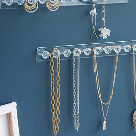 Soporte para collares de acrílico montado en la pared, organizador de joyas con 12 ganchos en forma de calabaza/diamante para colgar collares, Esposas, cadenas, teclas