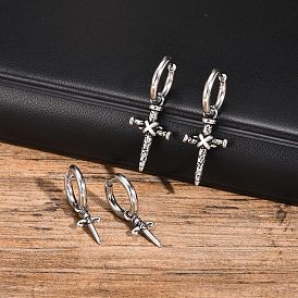 Нержавеющая сталь Leverback серьги, крестик