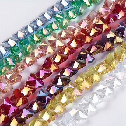 Electroplate Glass Beads Strands, AB color Plated, Faceted, Butterfly