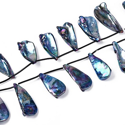 Нити бусин из натуральных пресноводных ракушек, окрашенных в цвет AB, слеза, Топ пробуренной