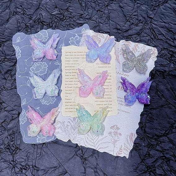 Светящиеся кабошоны из прозрачной смолы, бабочка, с блеском порошок, светится в темноте, градиент цвета