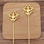 Lotus Alloy Hair Sticks Findings, Cabochons Settings, with Iron Sticks and Loop