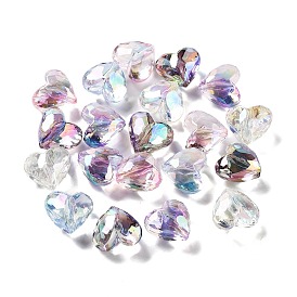 UV Plating Transparent Acrylic Beads, Iridescent, Heart
