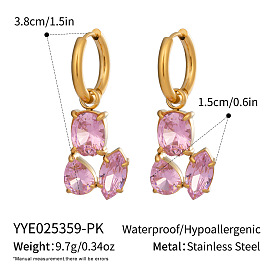 304 из нержавеющей стали овальные серьги обруча, с кубического циркония, реальный 18 k позолоченный