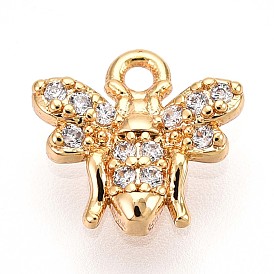 Латунные микропаве прозрачные подвески с фианитом, прелести пчел, без кадмия, без никеля и без свинца