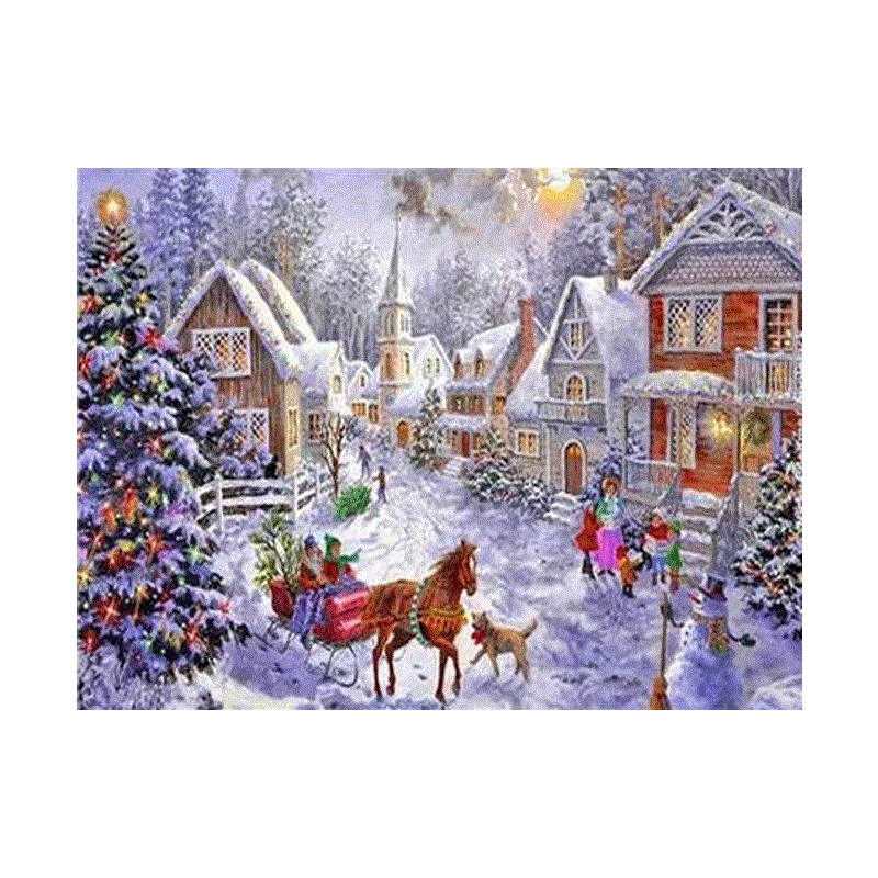 Рождественский тематический дом «сделай сам» комплект алмазной живописи, включая сумку со стразами из смолы, алмазная липкая ручка, поднос тарелка и клей глина