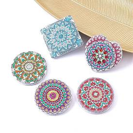 Mandala Pattern DIY Diamond Painting Mirror Kits, including Resin Rhinestones, Diamond Sticky Pen, Tray Plate and Glue Clay