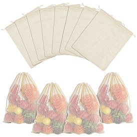 Cotton Mesh Drawstring Bags, Rectangle