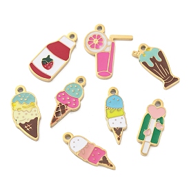 Ion Plating(IP) 304 Stainless Steel Pendants, with Enamel, Real 14K Gold Plated, Ice Cream/Drink Charm